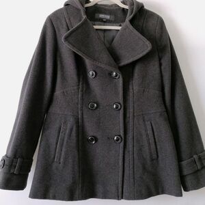 Kenneth Cole reaction dark gray coat with hoodie New With Tags NWT